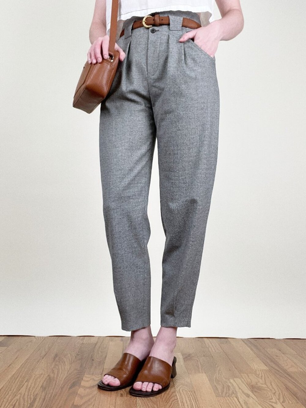 Vintage 90s Kenzo Wool Houndstooth Pleated Trousers Pants Preppy Academia 1990's